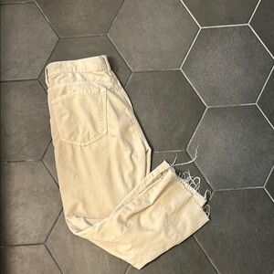 Mother Ivory Crop Step Fray Pants